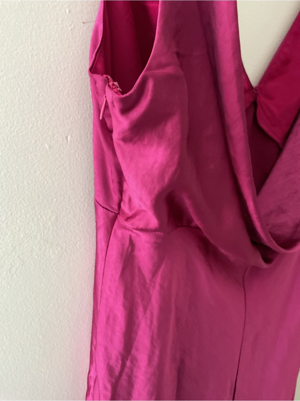 Lulus Incredible Love Magenta Satin Cowl Back V-Neck Midi Slip Dress XL - Picture 8 of 14